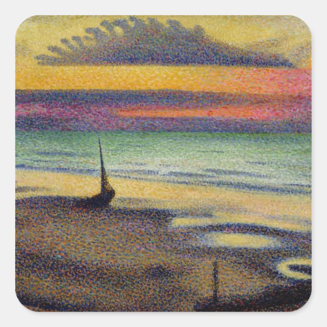 Der Strand von Heist, 1891-92 Quadratischer Aufkleber (Vorderseite)
