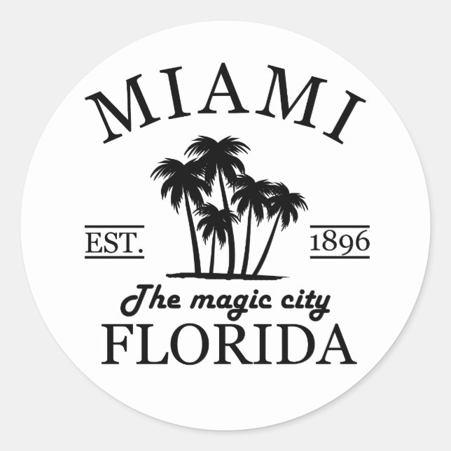 Der Strand von Miami City in Florida Runder Aufkleber (Vorderseite)