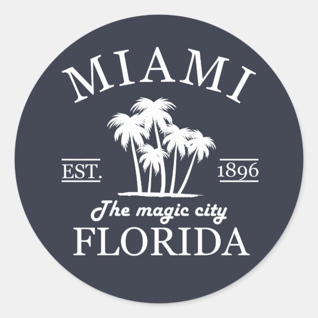 Der Strand von Miami City in Florida Runder Aufkleber (Vorderseite)