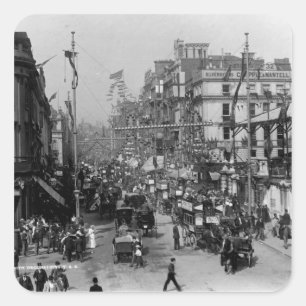 Der Strang London mit Jubiläum-Dekorationen Quadratischer Aufkleber