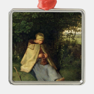 Der Stricker oder, der SitzShepherdess, 1858-60 Ornament Aus Metall