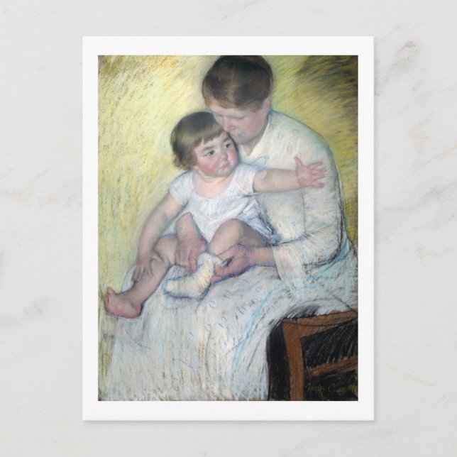 Der Strumpf, Mary Cassatt Postkarte (Vorderseite)