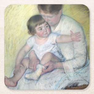 Der Strumpf, Mary Cassatt Rechteckiger Pappuntersetzer