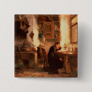 Der Student der Chemie und der Apotheke Button