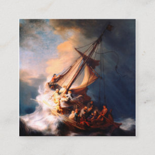Der Sturm am Meer der Galileienmalerei Rembrandt Quadratische Visitenkarte