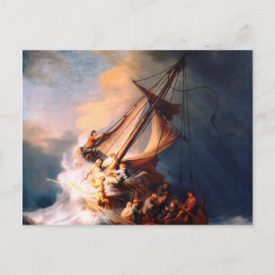 Der Sturm auf dem See Genezareth Gemälde Rembrandt Postkarte