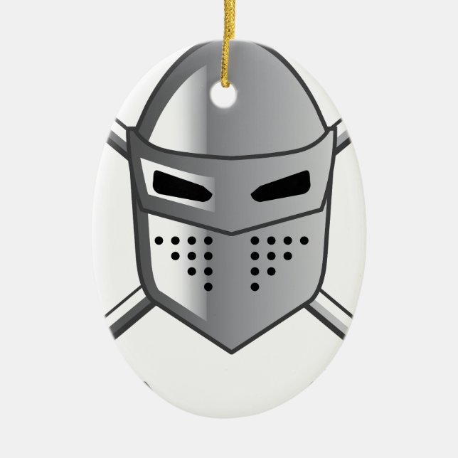 Der Sturzhelm des Ritters und gekreuzter Schwerter Keramik Ornament (Vorne)