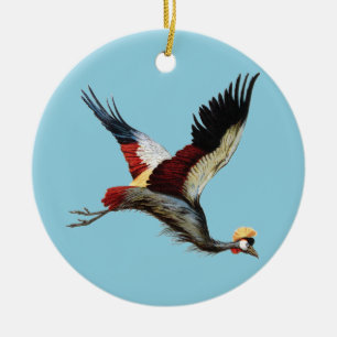 Der südafrikanische Kranich im Mittelflug Keramik Ornament