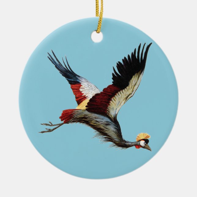 Der südafrikanische Kranich im Mittelflug Keramik Ornament (Vorne)