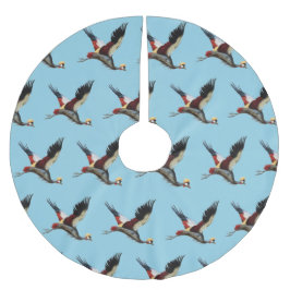 Der südafrikanische Kranich im Mittelflug Polyester Weihnachtsbaumdecke