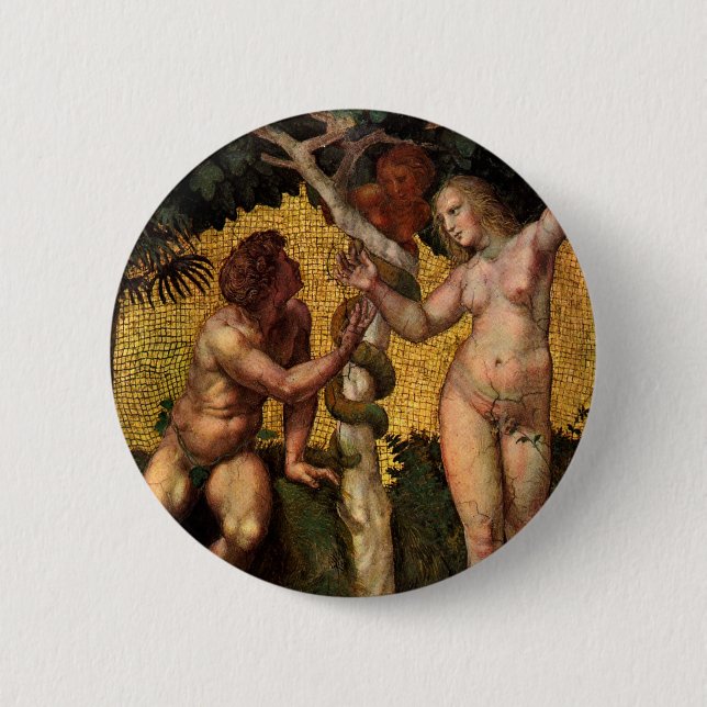 Der Sündenfall - Adam und Eva von Raffael Sanzio Button (Vorderseite)