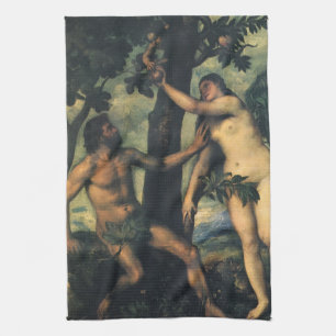 Der Sündenfall; Adam und Eva von Tizian Geschirrtuch