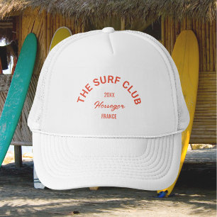 Der Surfclub Custom Red Wappen Surfer White Truckerkappe