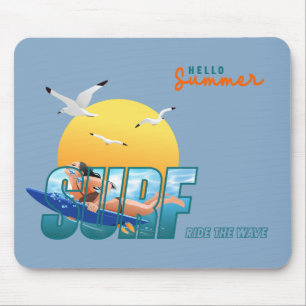 Der Surfer fährt die Welle F Mousepad
