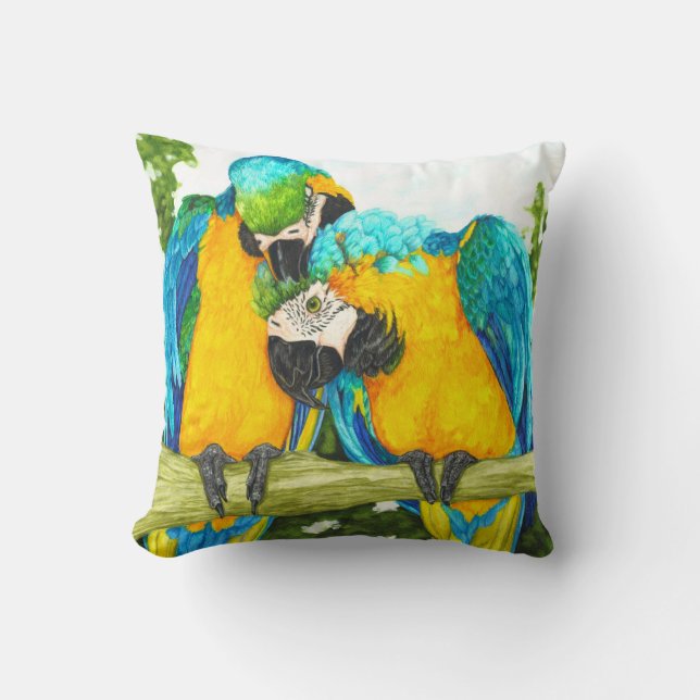 Der süße Sot - Blauund GoldMacaws Kissen (Vorderseite)