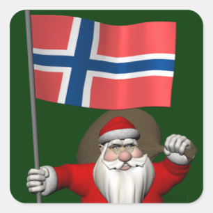 Der süße Weihnachtsmann mit Abtritt Norwegens Quadratischer Aufkleber