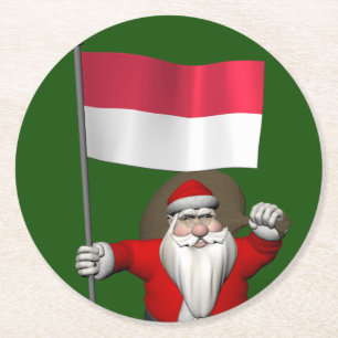 Der süße Weihnachtsmann mit dem Ensign von Indones Runder Pappuntersetzer