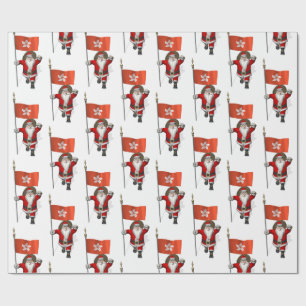 Der süße Weihnachtsmann mit der Flagge Hongkongs Geschenkpapier