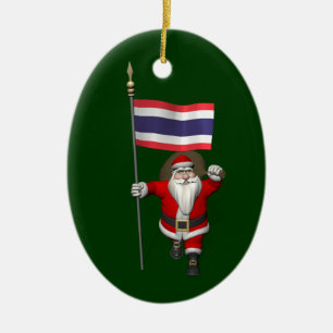 Der süße Weihnachtsmann mit der Flagge Thailands Keramik Ornament