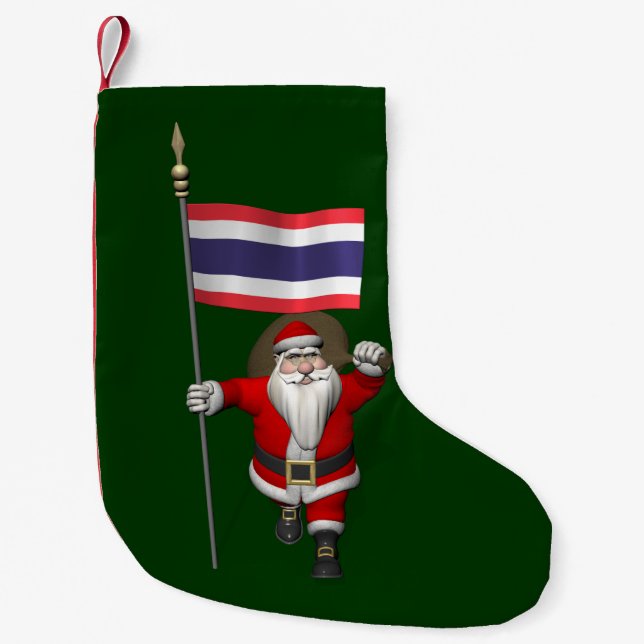 Der süße Weihnachtsmann mit der Flagge Thailands Kleiner Weihnachtsstrumpf (Vorderseite)