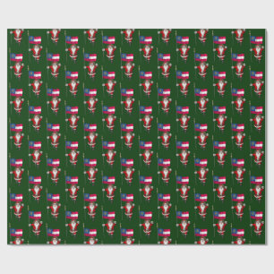 Der süße Weihnachtsmann mit Flagge Georgiens Geschenkpapier