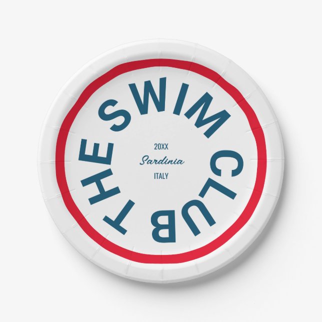 Der Swim Club Blue Wappen Red Strip Pappteller (Vorderseite)