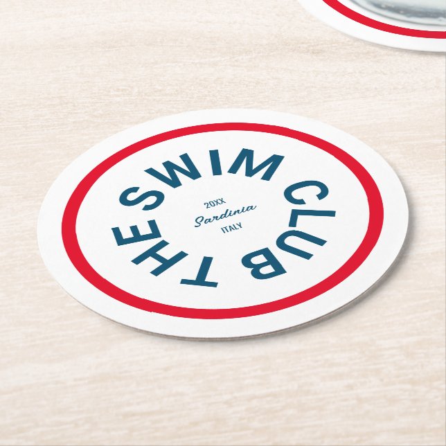 Der Swim Club Blue Wappen Red Strip Runder Pappuntersetzer (Angewinkelt)