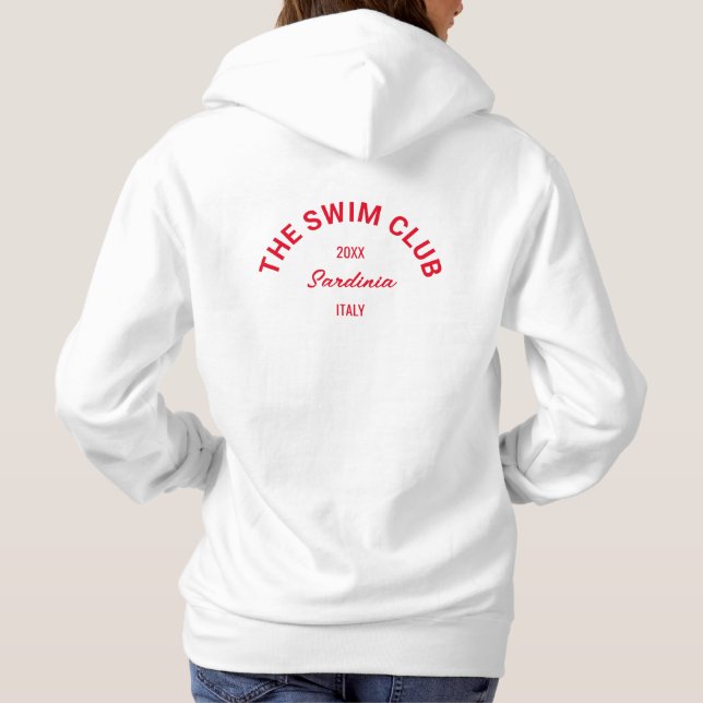 Der Swim Club Custom Red Wappen Swimmingpools Frau Hoodie (Rückseite)