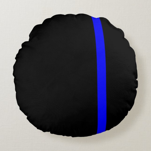 Der symbolische, dünne blaue Linienstil Rundes Kissen (Vorderseite)