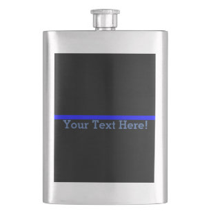 Der symbolische dünne blaue Text auf schwarz Flachmann