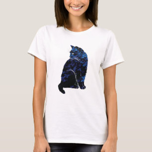 Der T - Shirt der blauen Blumenkatzen-Frauen