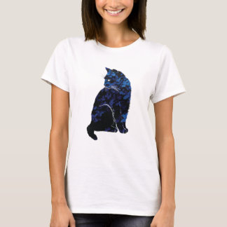 Der T - Shirt der blauen Blumenkatzen-Frauen