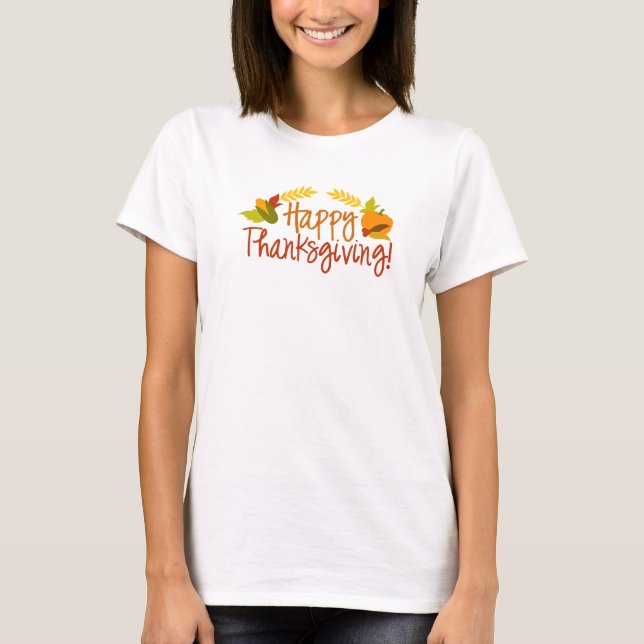 Der T - Shirt der glücklichen Erntedank-Frauen (Vorderseite)