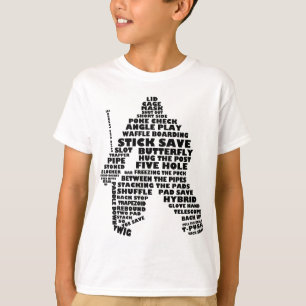Der T - Shirt der Hockeygoalie-Wort-Kunst-Kinder