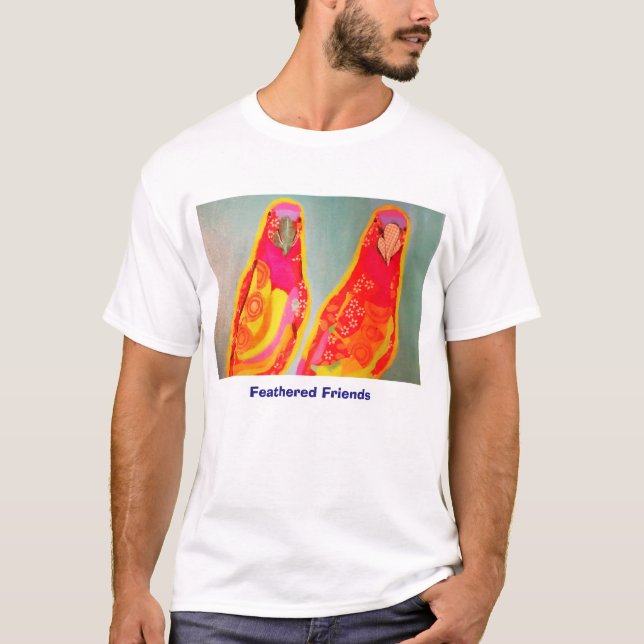 Der T - Shirt der Männer mit Vogel mit Federn (Vorderseite)