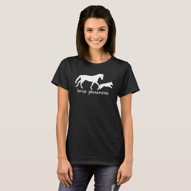 Der T - Shirt der Pferdephänomen-Frauen (dunkel) (Vorne ganz)