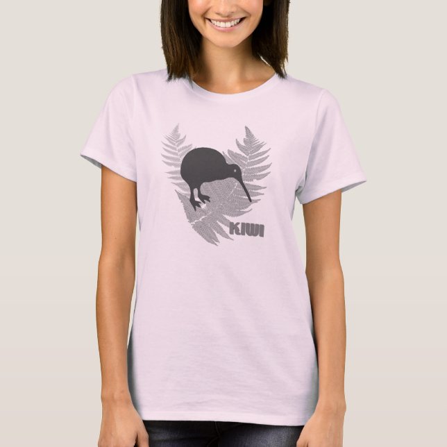 Der T - Shirt der silberner Farn-Kiwi-Frauen (Vorderseite)