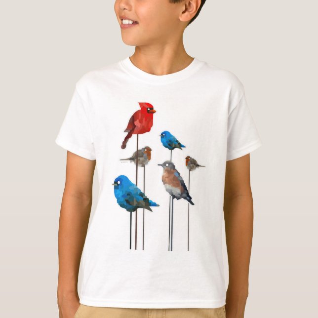 Der T - Shirt der Vogel-Party-Kinder (Vorderseite)