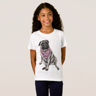 Der T - Shirt des Mops-Hundethema-Mädchens