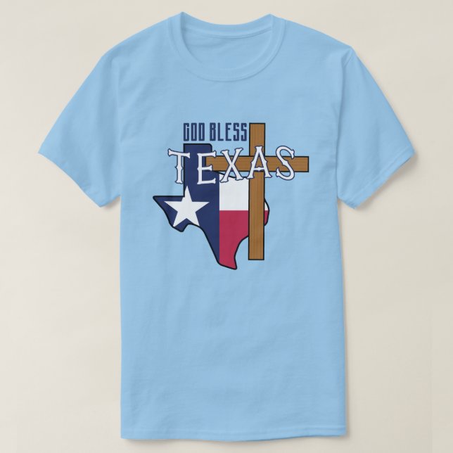Der T - Shirt des Patriot-Landes "God Bless Texas" (Design vorne)