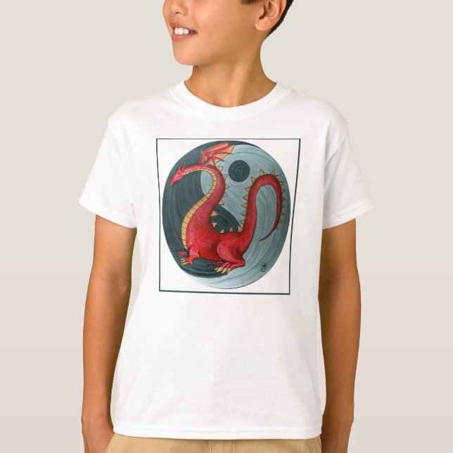 Der T - Shirt des Ying-Yang Drache-Kindes (Vorderseite)