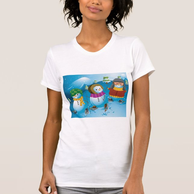 Der T - Shirt drei Snowman-Frauen (Vorderseite)