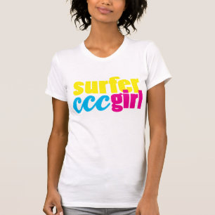Der T - Shirt Surfer-Mädchen-der heißen Farbfrau