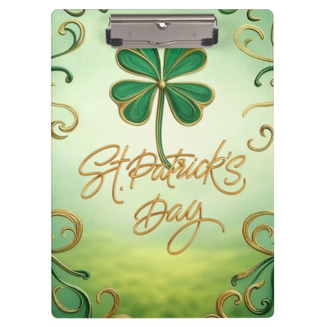 Der Tag der Clover Saint Patrick Klemmbrett (Vorderseite)