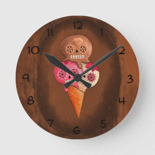 Der Tag der toten Zuckerschädel-Eiscreme Runde Wanduhr