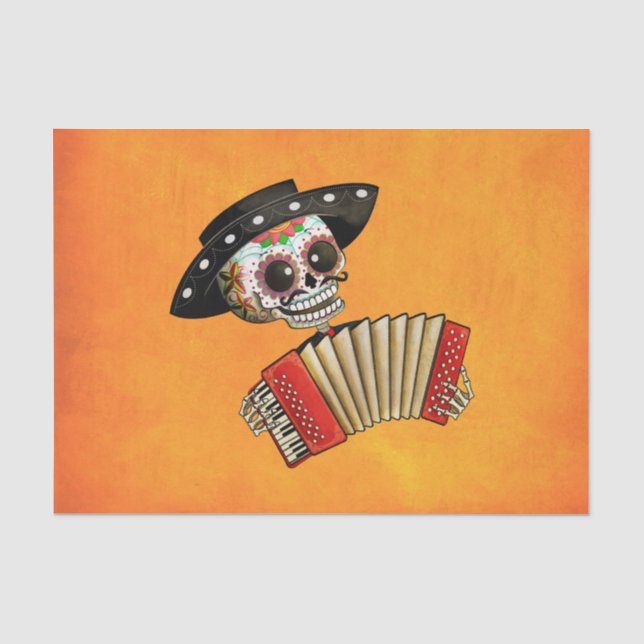 Der Tag des toten Skelett-EL-Mariachis Seidenpapier (Vorderseite)