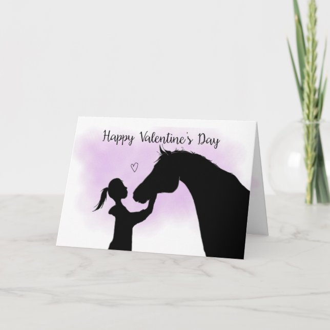 Der Tag PferdeSilhouettevalentines Feiertagskarte (Vorderseite)