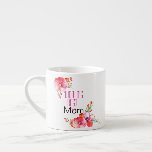 Der Tagesblumenwelt der Mutter die beste Mama Espressotasse (Links)