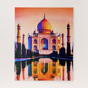 Der Taj Mahal gegen den Sonnenuntergang