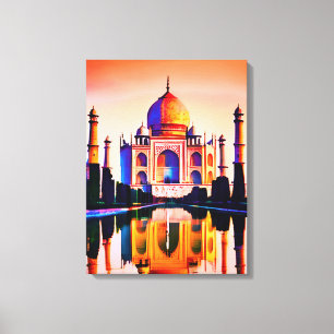 Der Taj Mahal gegen den Sonnenuntergang Leinwanddruck